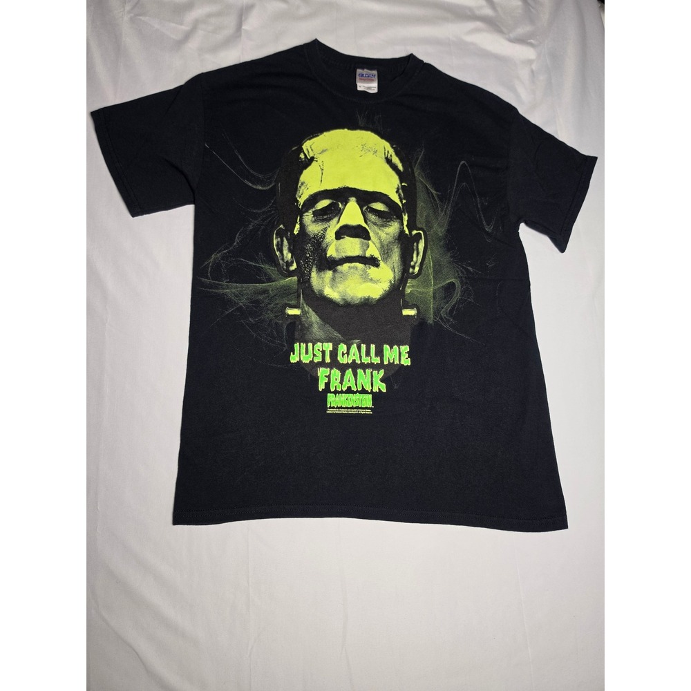 Vintage Gildan Frankenstein Just Call Me Frank Glow In The Dark Shirt Black M